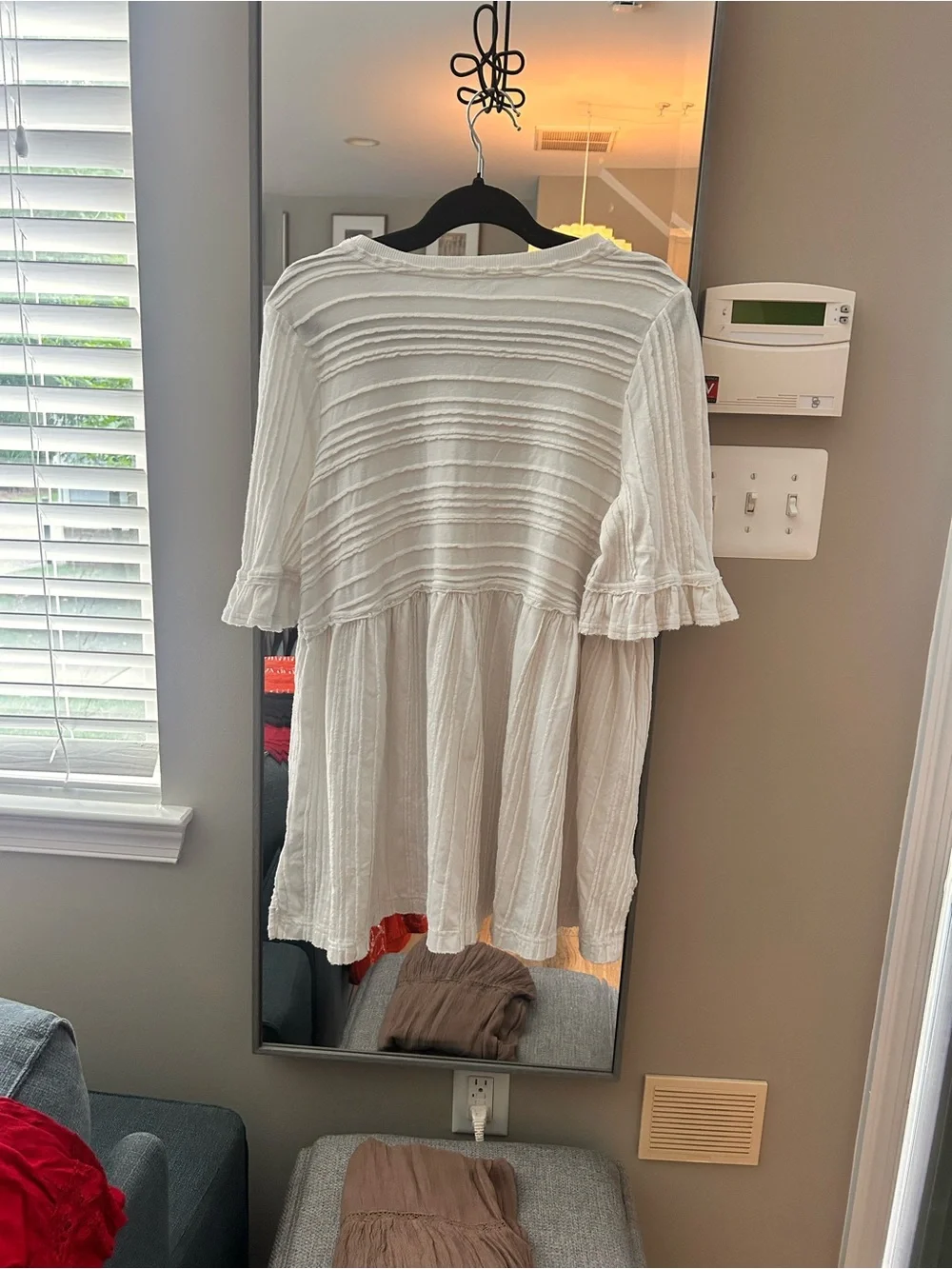 Free People Cream Ruffle Babydoll Mini Dress XS
